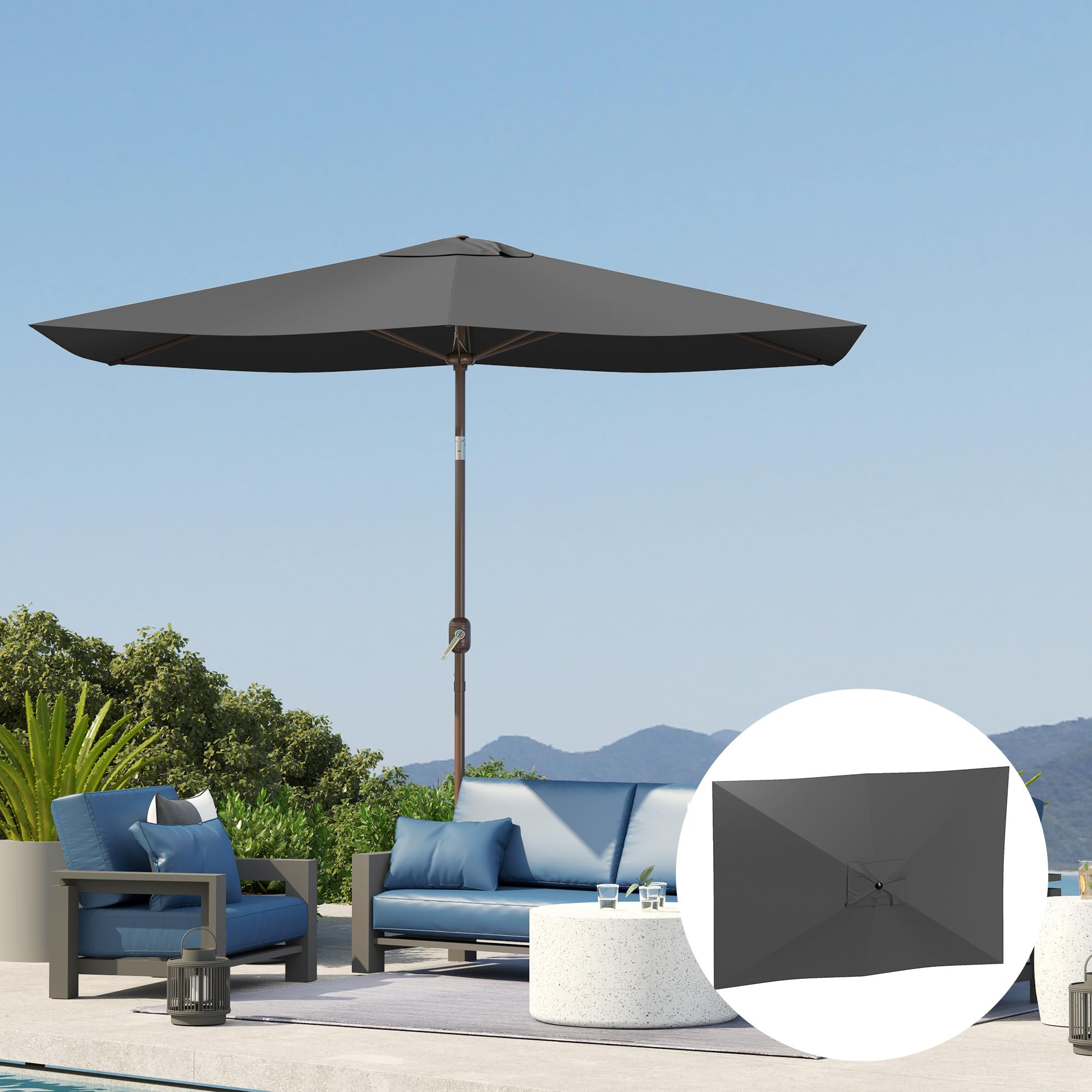 Outsunny Telo di Ricambio per Ombrellone Rettangolare 3x2 m con Presa d'Aria Superiore, Telo per Ombrellone da Giardino a 6 Stecche in Poliestere 180 g/m², Protezione UV 50+