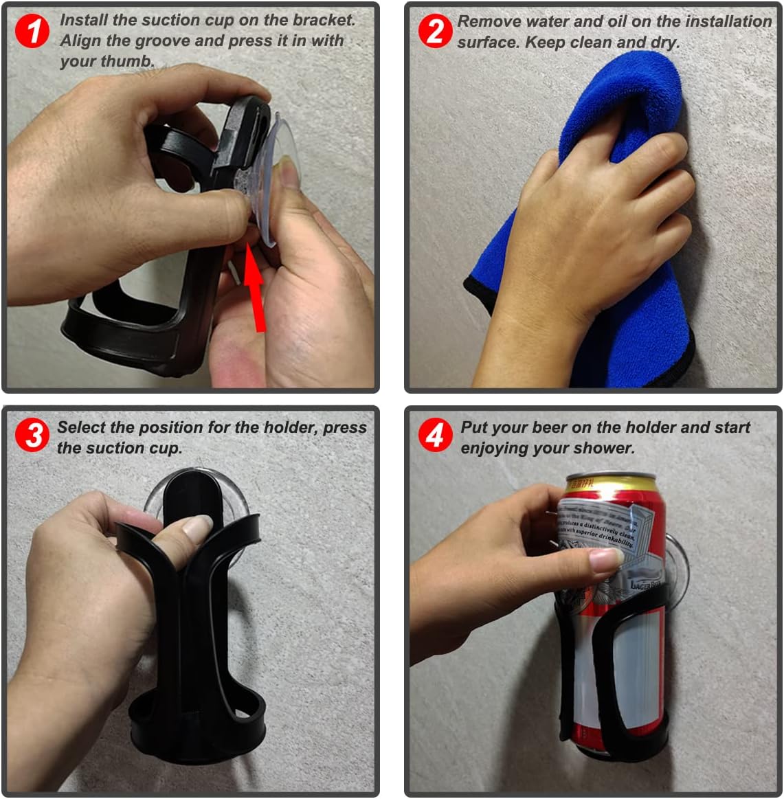 Seatery 2PCS Beer Can Bottle Holder, Shower Drink Holder, Bathroom Cup Holder for All Canned Bottle Beer Wine Drink, Wall Suction Up Holder, Shower Accessories, Beer Accessories, Well Package for Gift