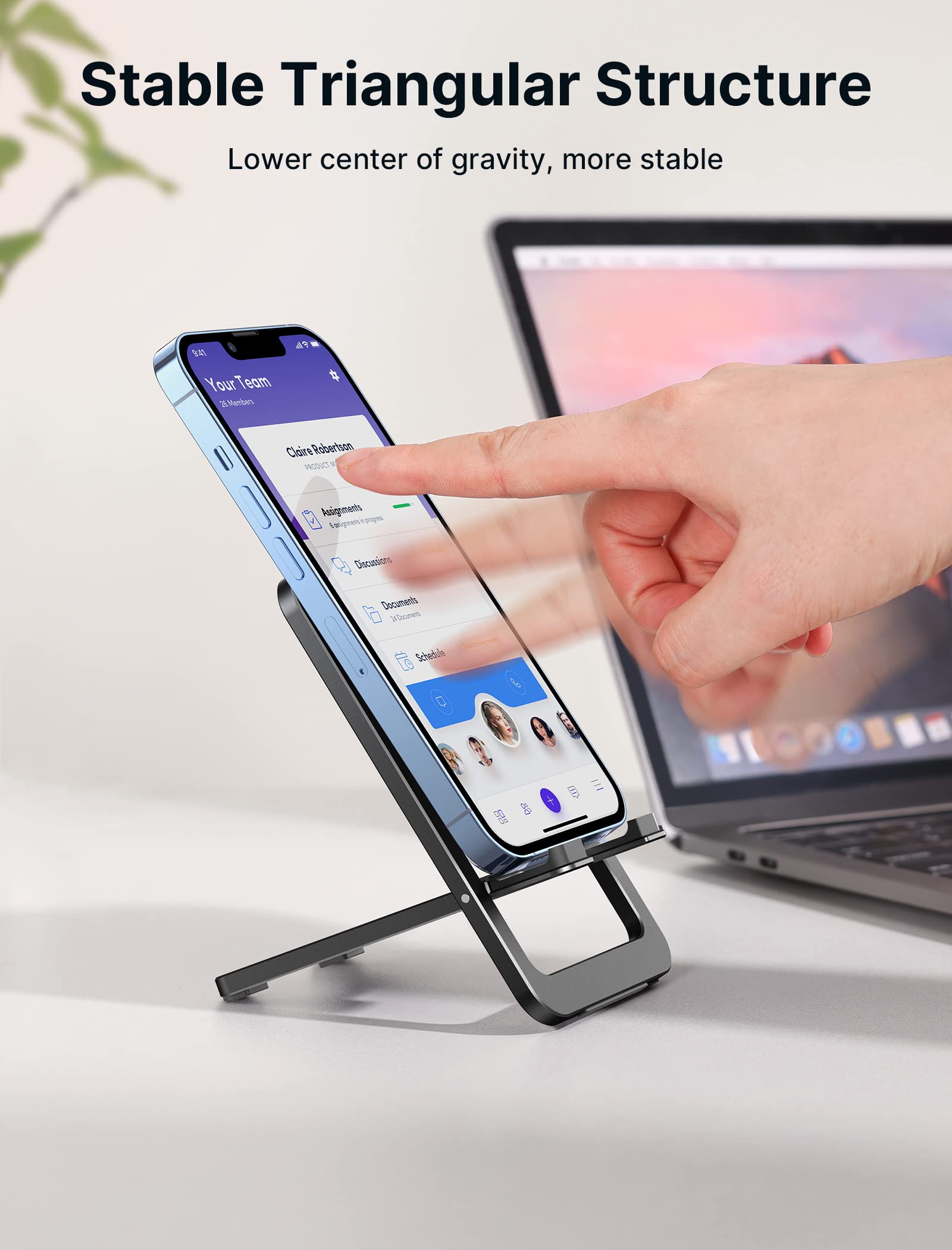 Stojak na telefon komórkowy JSAUX, składany aluminiowy uchwyt na telefon komórkowy Stół Uchwyt na telefon komórkowy Stojak na telefon komórkowy kompatybilny z iPhone 17 16 15 14 13 12 Pro Max X Xr
