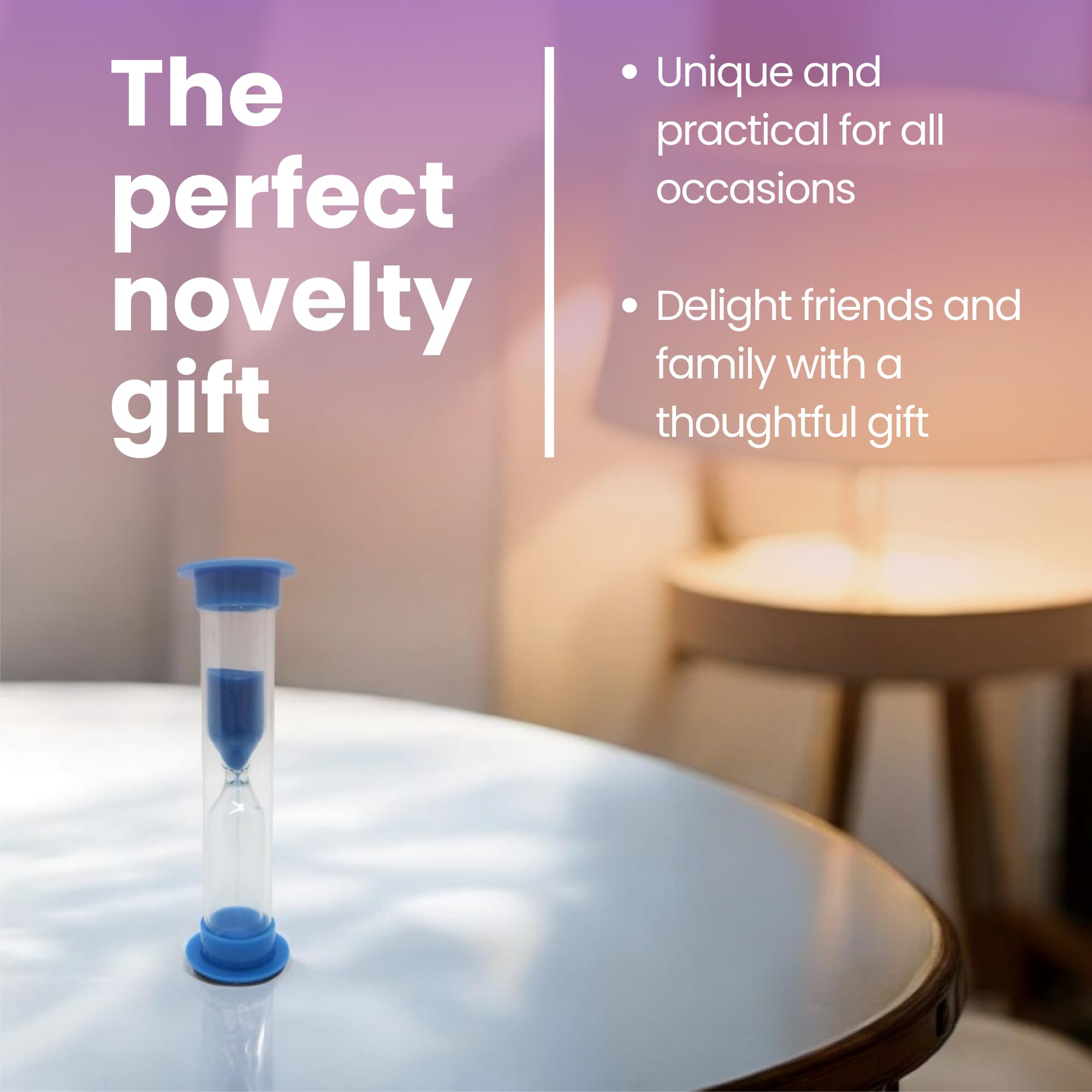 Gadgetime USA Hourglass Sand Timer - Set of 5-2 Minute Sand Timers in Orange, Pink, Purple, Blue, Green - Premium Sturdy Material, Beautiful Design & Novelty Gift - Image 7