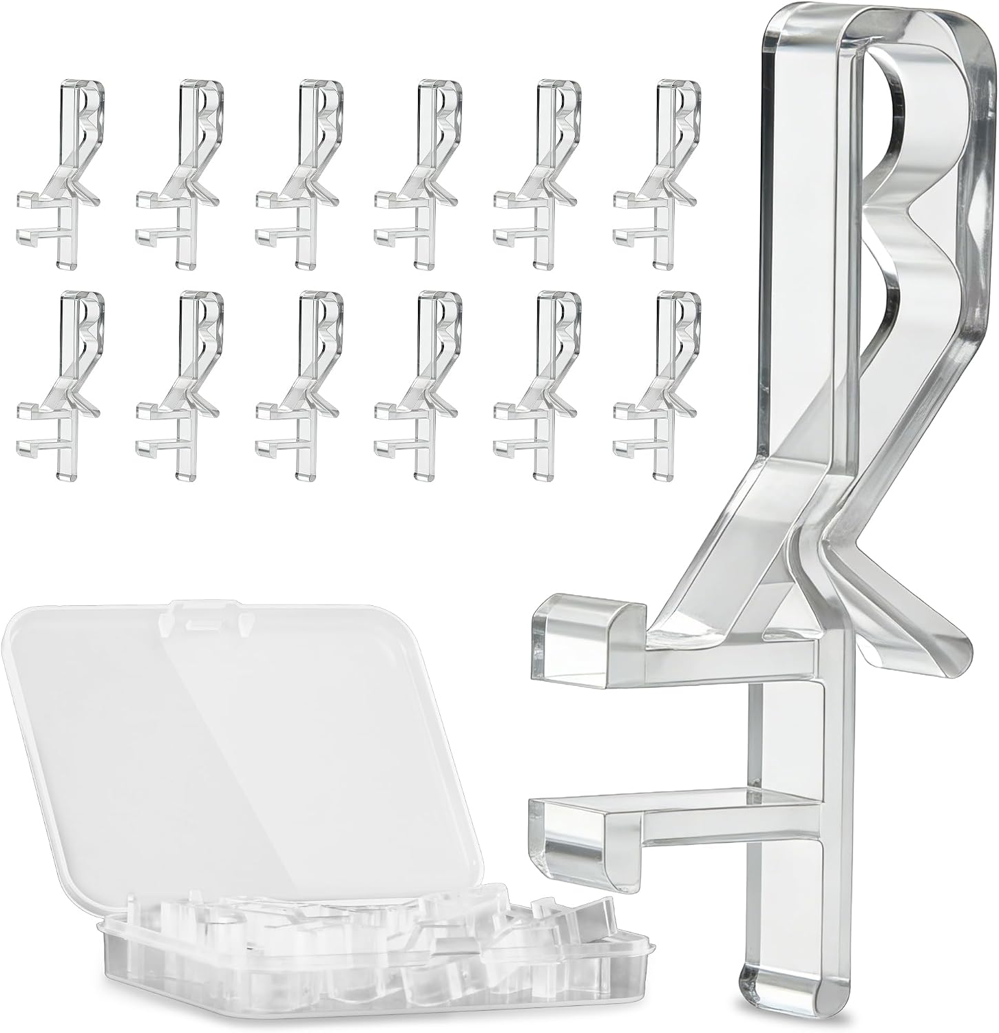 12 Pcs Blind Valance Clips to Repair Fallen Valances, 1-7/8 Inch Hidden Channel Valance Replacement Clips, Snap into Groove, Invisible Clear Flexible Plastic Holders