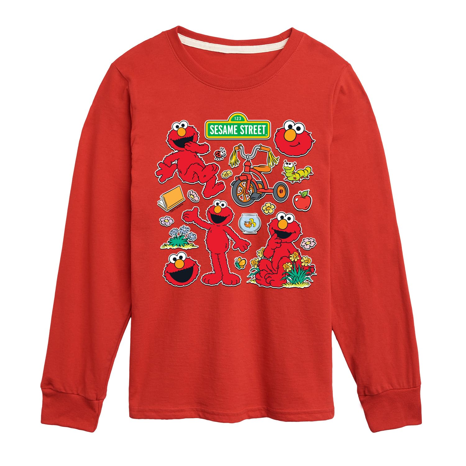Sesame Street - Elmo Sticker Sheet -Toddler and Youth Long Sleeve T-Shirt