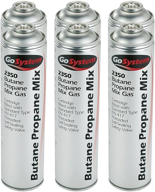 GoSystem 2350 Butane Propane 70:30 Mix Gas Cartridge 350g 631ml Gas Canister for Camping Stove, Blowtorch, BBQ, Gas Weed Burner (6)