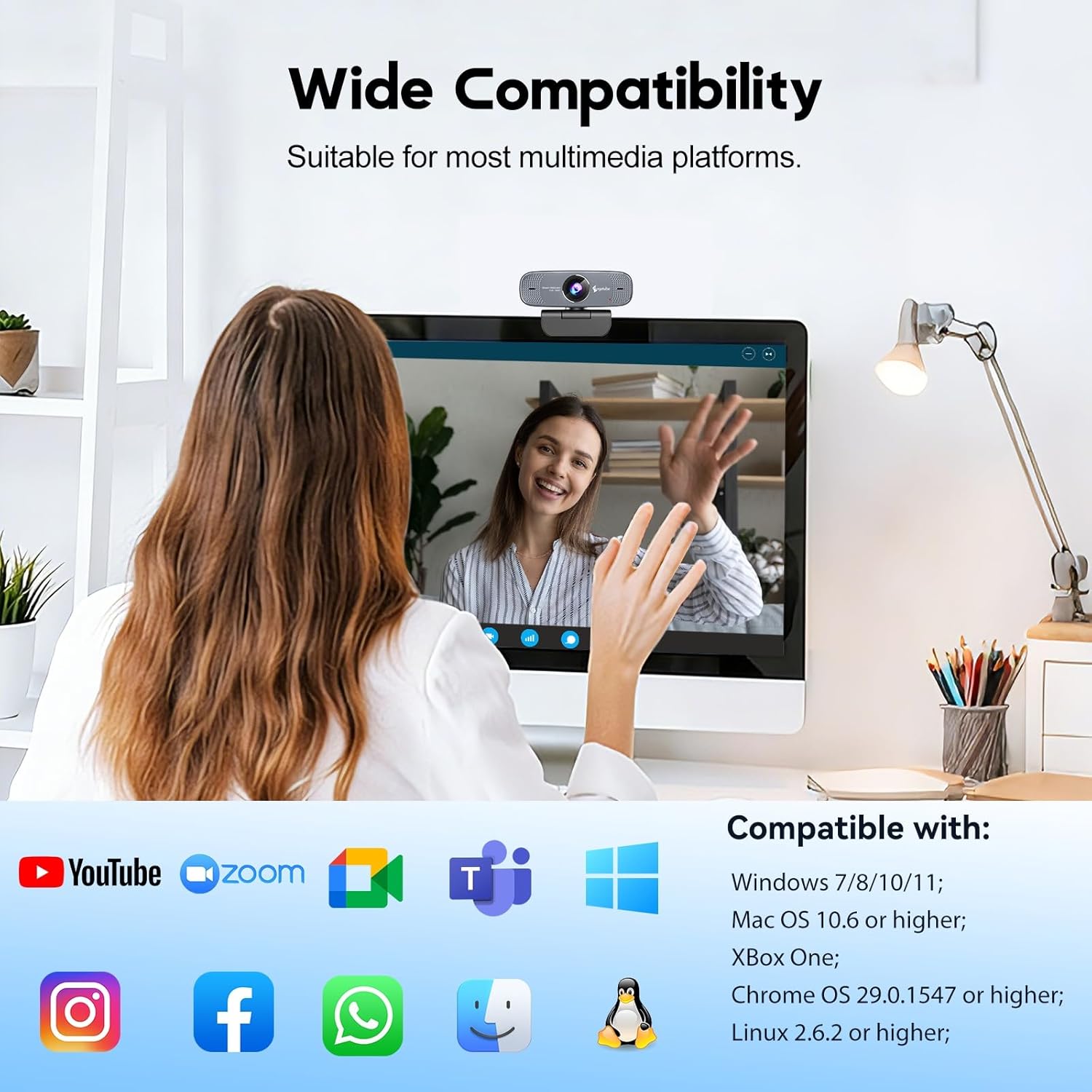 1080P Webcam with Microphone 1080P Web Cam Computer Caemra with Autofocus HD Web cam Plug&Play USB PC Webcam Streaming Camera for Laptop, Desktop, PC, Mac,Web Cam Works w/Zoom/Teams/Facetime/YouTube
