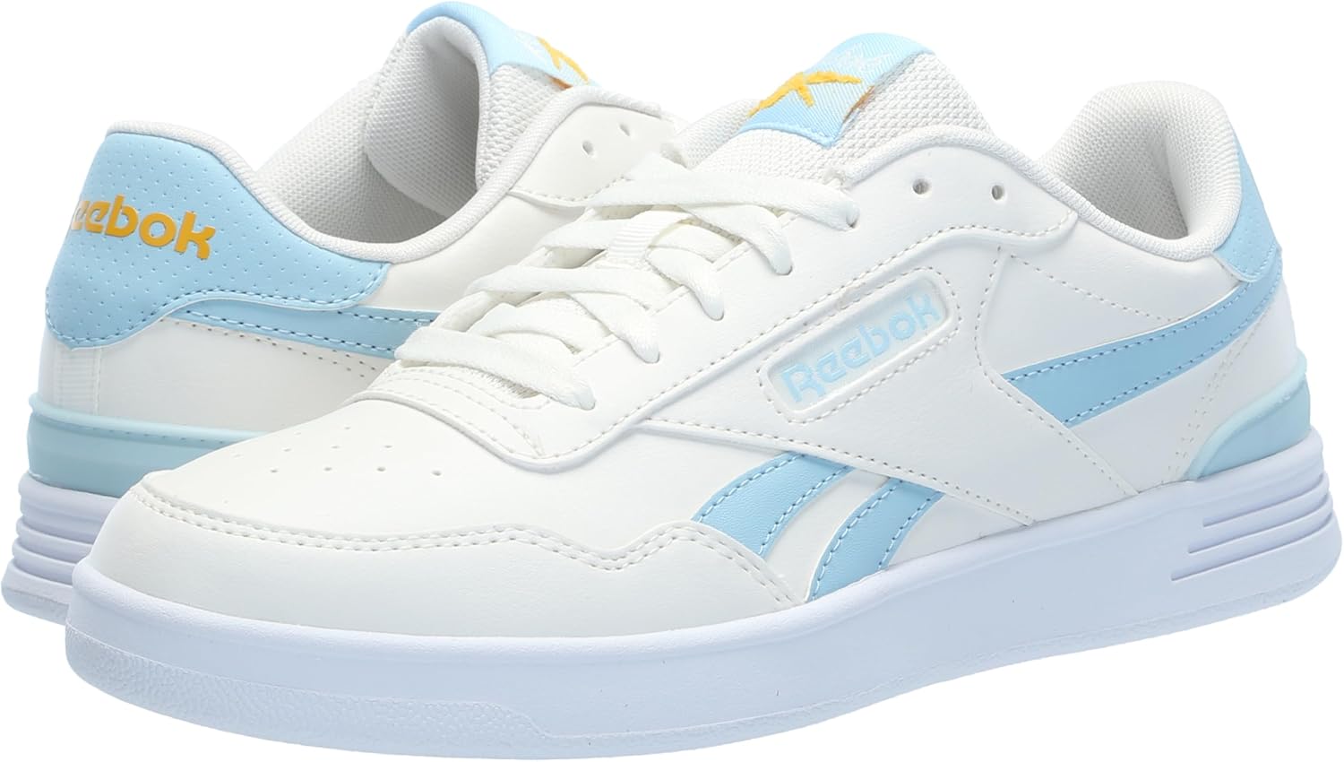 Reebok Women's Court Advance Clip Sneaker, Chalk/Soft Blue/Fierce Gold, 6.5 - Image 7