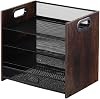 Desktop File Organizer, Wood Desk Organizer,Wooden Paper Tray with Handle for Mail, 4 Tier