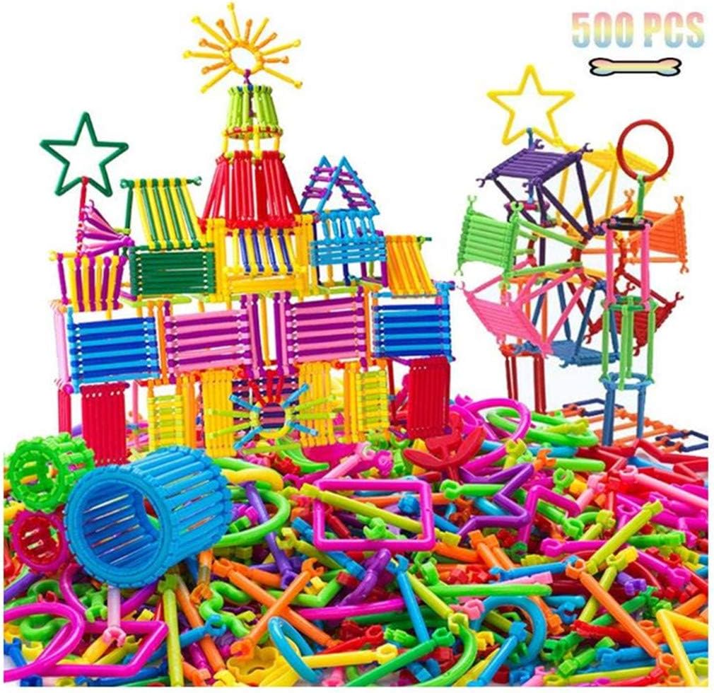 Playmate 500 PCS Smart Sticks Building Toy Building Blocks Different Shape Educational Construction Engineering Set 3D Puzzle, Interlocking Creative Connecting Kit