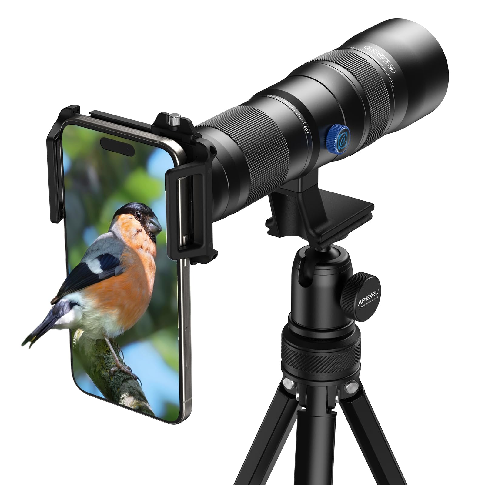 Evil Eye 20-60X Zoom-Teleobjektiv für Smartphones, HD-Teleobjektiv für Mobiltelefone, mit Stativhalterung & Universal-Klemme – Perfekt für iPhone 16/15/14/13-Serien, Samsung, Android