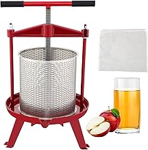 VEVOR Fruit Wine Press, 1.3Gal/5L, Cast Iron Manual Grape Presser for Wine Making, Cider Tincture Vegetables Honey Olive Oil Press with Stainless Steel Hollow Basket T-Handle 0.1" Thick Plate 3 Feet