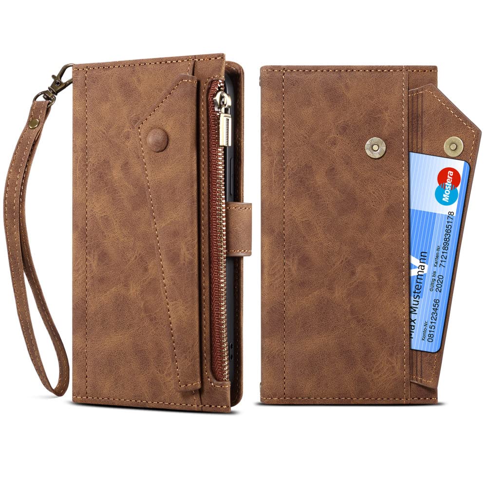 Coque cordon iPhone 11 Pro Max en cuir marron pour voyage - 7