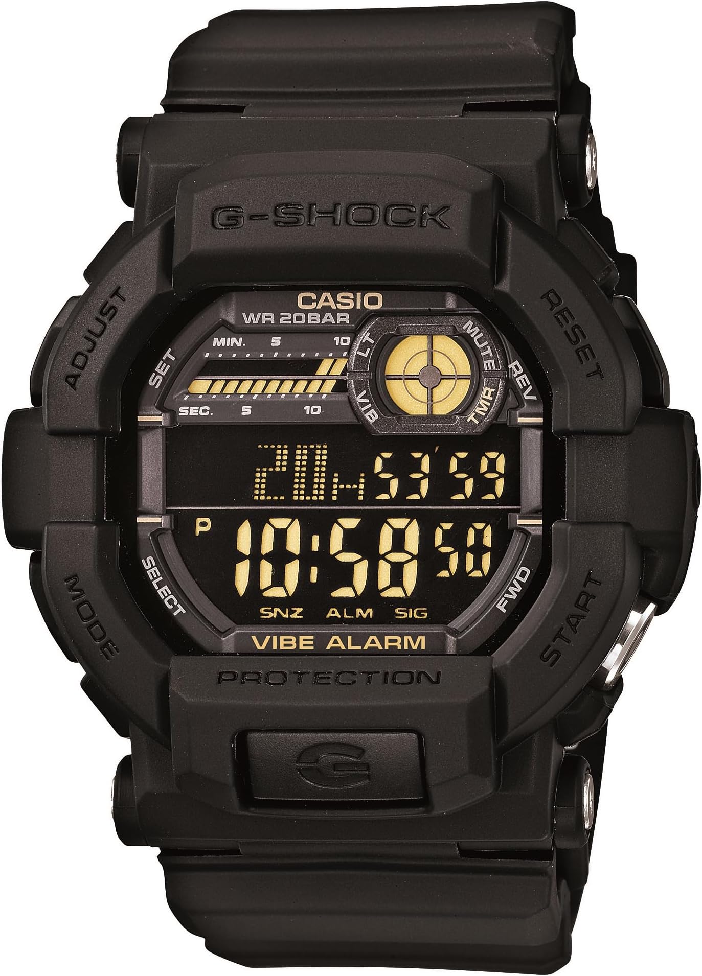 G-Shock GD-350-1B | 200M WR | Shock Resistant |Vibration Alarm | 1/100 Sec. Stop Watch + Countdown Timer | Word Time | Multiple Alarms