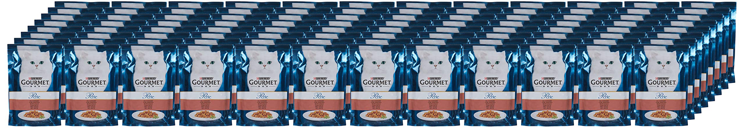 Purina Gourmet Minifiletes, Comida húmeda para Gatos en gelatina, 96 bolsitas de Comida húmeda para Gatos, variedades, 12 Unidades (12 x 8 Bolsas de 85 g)