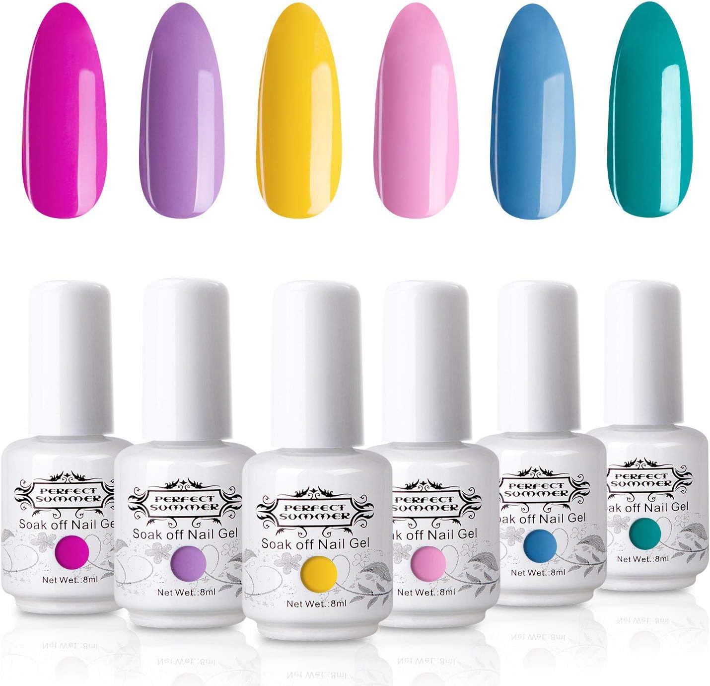 Amazon ジェルネイル カラージェル 8ml 6色セット Uv Led対応 ポリッシュタイプ パステルカラー Perfect Summer ジェルネイル 通販