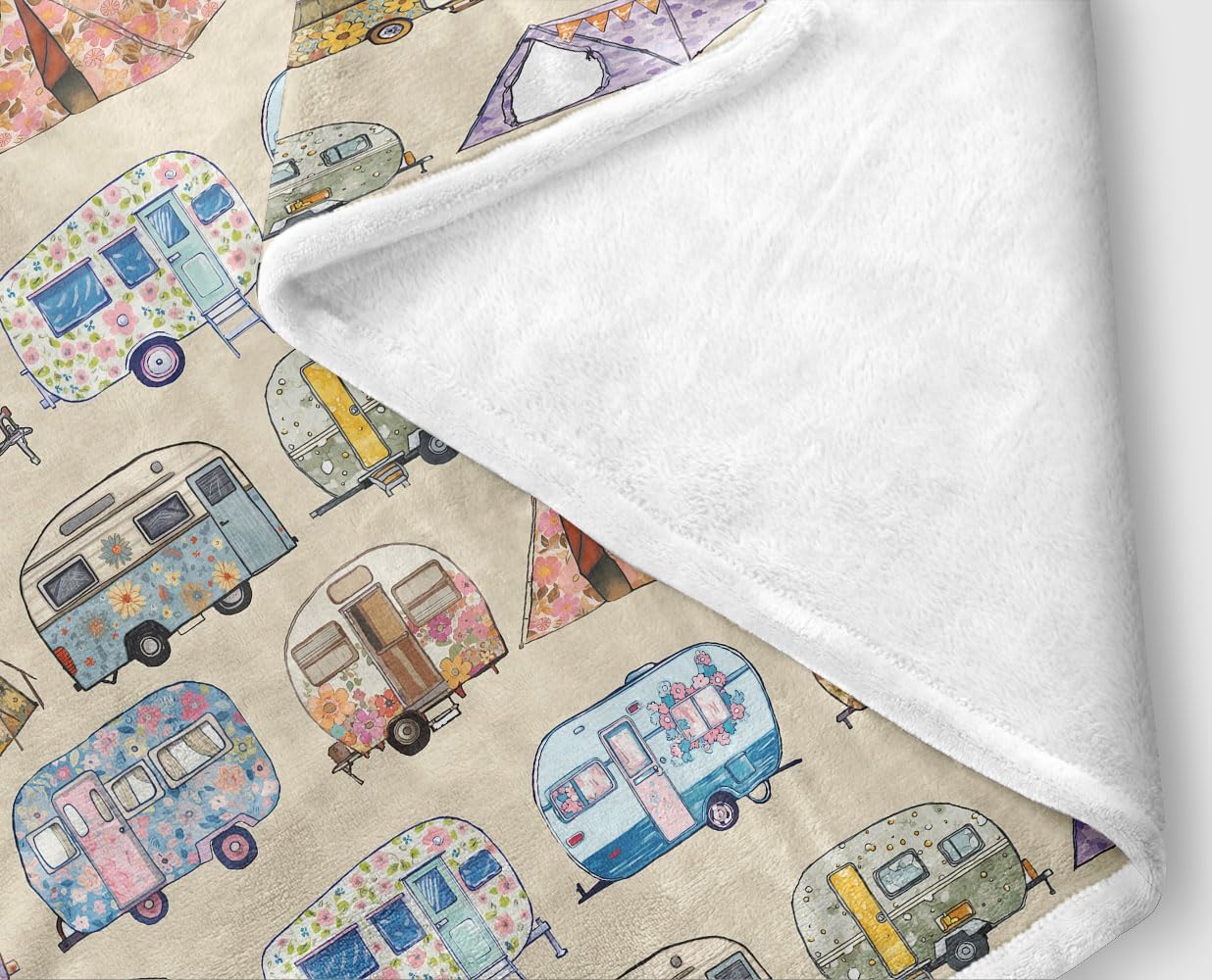 Camping Blanket, RV Camping Gifts for Women Men, Soft Flannel Camping Essentials Decor Throw Blanket, Camping Accessories for RV Campers Must Haves Bed Sofa Couch Decor 60x80IN