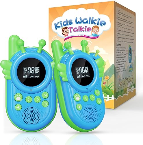 Walkie Talkies para niños al aire libre, comunicación clara de hasta 10,000 pies, pantalla LCD y linterna, IPX5 impermeable, perfecto para