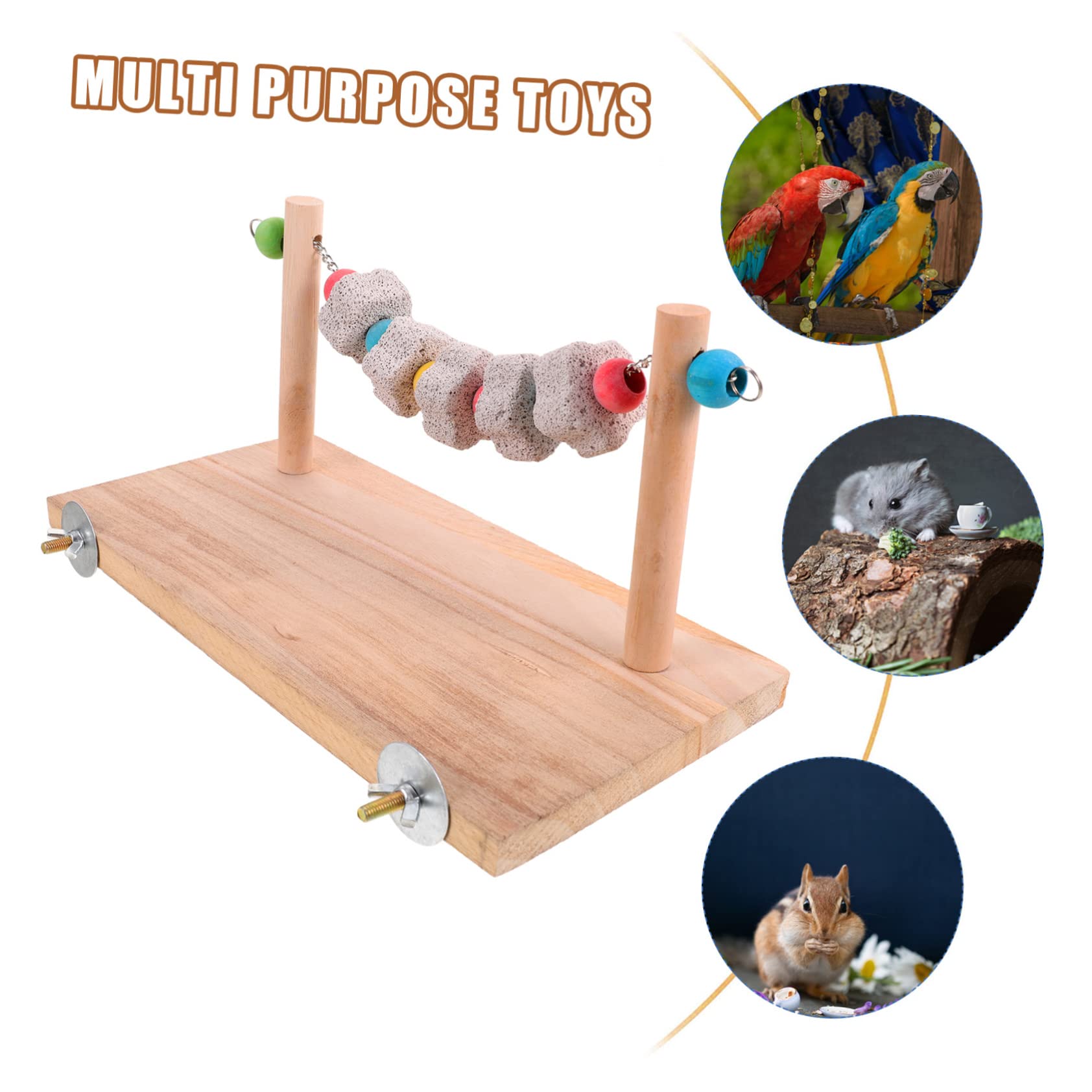 minkissy Lot de 5 Jouets à mâcher pour Oiseaux pour Conures, Jouets de Bureau, perchoirs, Accessoires de Table, perruches, Rats, balançoires, perchoirs, Hamsters, bancs d'entraînement en Bois