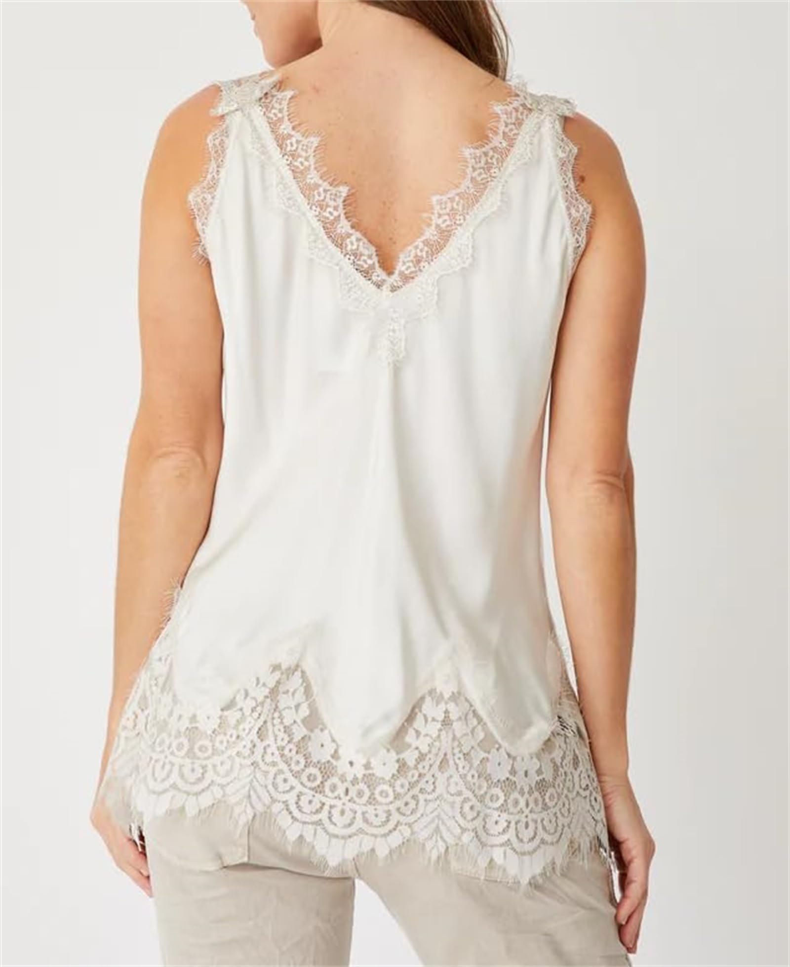 2026 Camisole in pizzo per le donne senza maniche con scollo a V spalline sottili, fluente sexy casual per uscire canotta da indossare tutti i giorni