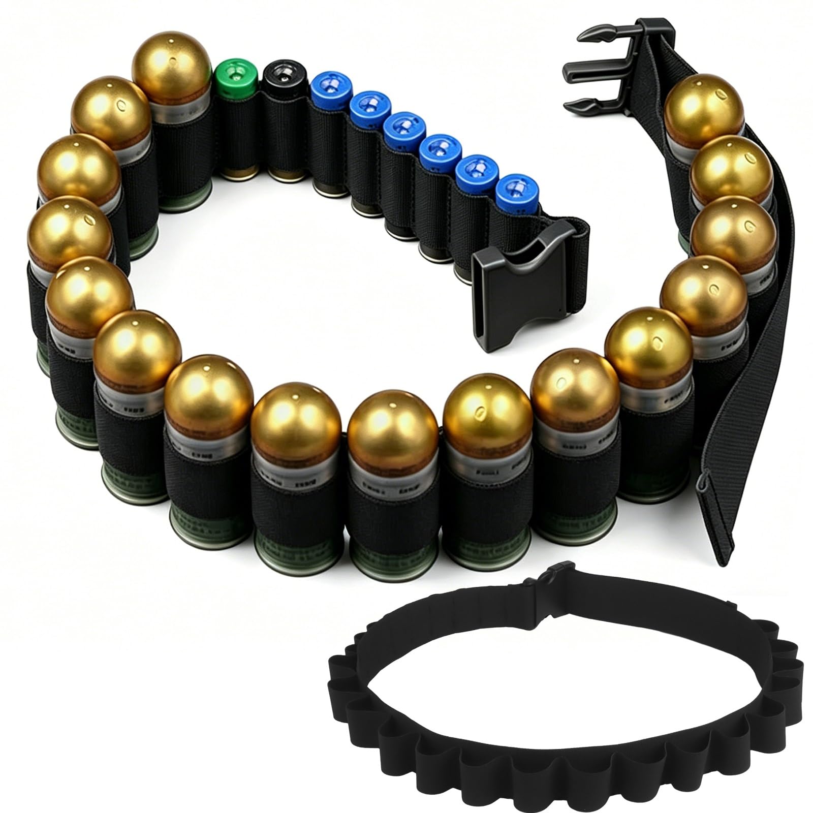 16 Granatenhülsen Und 8 Runde Schrotflintenhülsen-Bandelier for Die Jagd Auf Airsoft 12ga 16ga 20ga(Black)