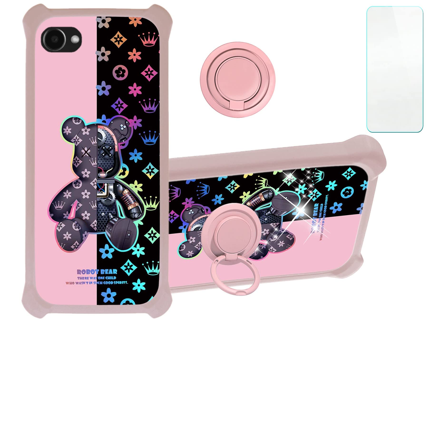 Orbic Joy Case Compatible with Orbic Joy 4g Prepaid Phone Case Cover（Not Fit Orbic Joy 2 2024） [with Tempered Glass Screen Protector][Hard PC + Soft Silicone][Colorful Reflect Light] IMDF-JXX