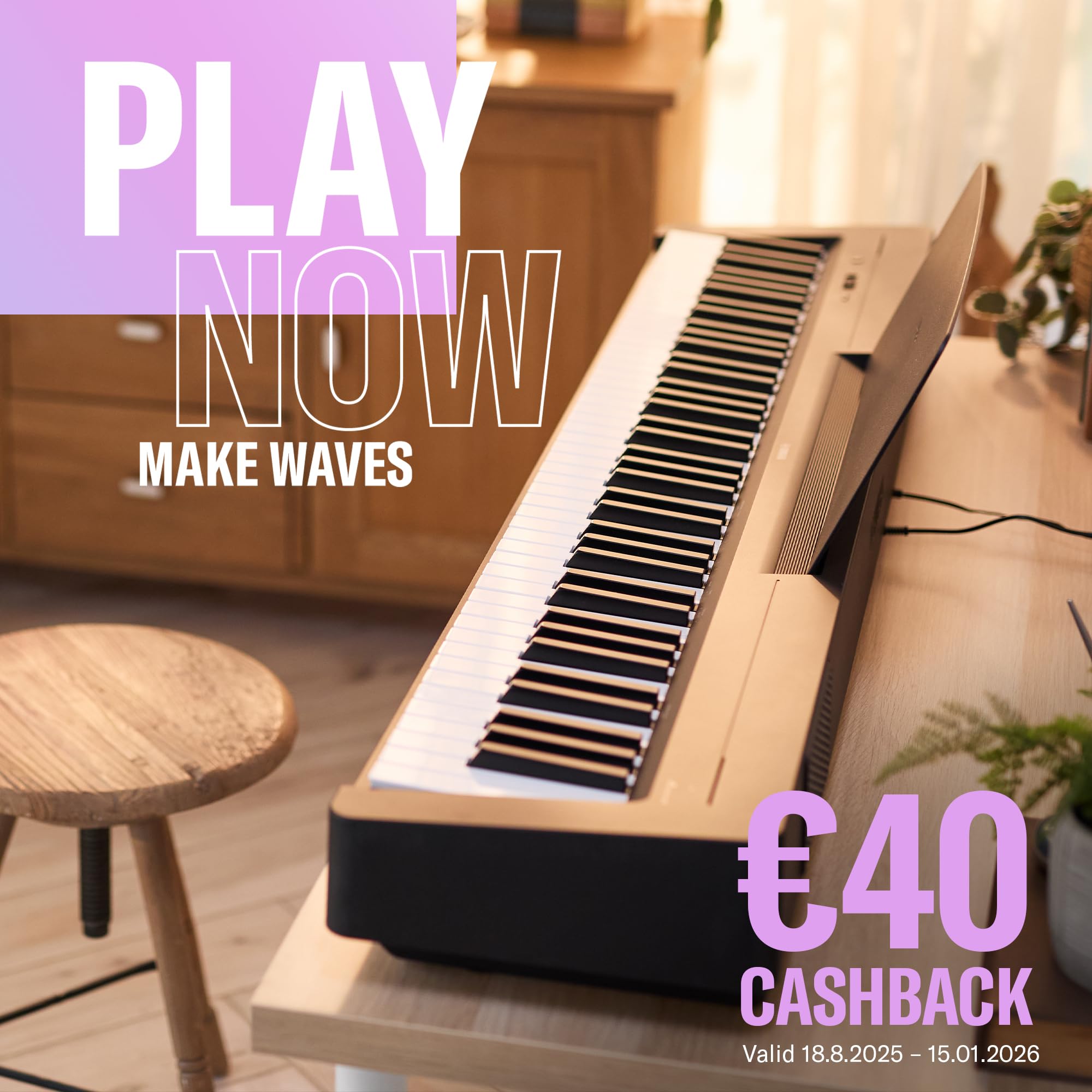 Yamaha P-145BT Digital Piano – Pianoforte Digitale Leggero e Portatile, con Tastiera Graded Hammer Compact, 88 Tasti Pesati e 10 Voci, Bluetooth – Nero