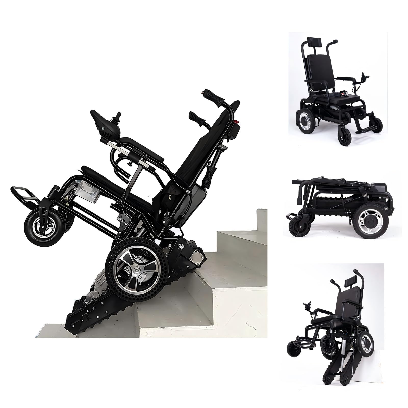 Silla Salvaescaleras Eléctrica Plegable con Batería 18Ah, Hasta 50 Pisos por Carga, Autonomía 15 km, 190 kg, Freno Electromagnético, Silla de Traslado para Movilidad Reducida