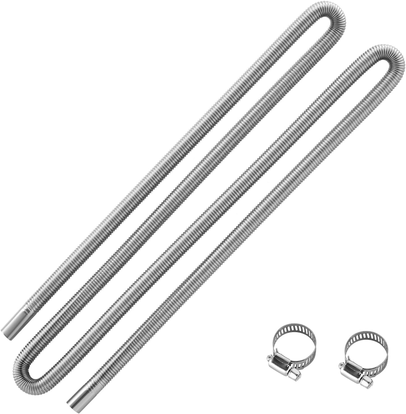 VEVOR Exhaust Hose, 118.1 inch Stainless Steel Exhausts Hose, Diesel Heater Flexible Exhaust Pipe with 2 Hose Clamps, Exhausts Hoses Kit Diesel Heater Accessories for 2KW 5KW 8KW Diesels Heaters