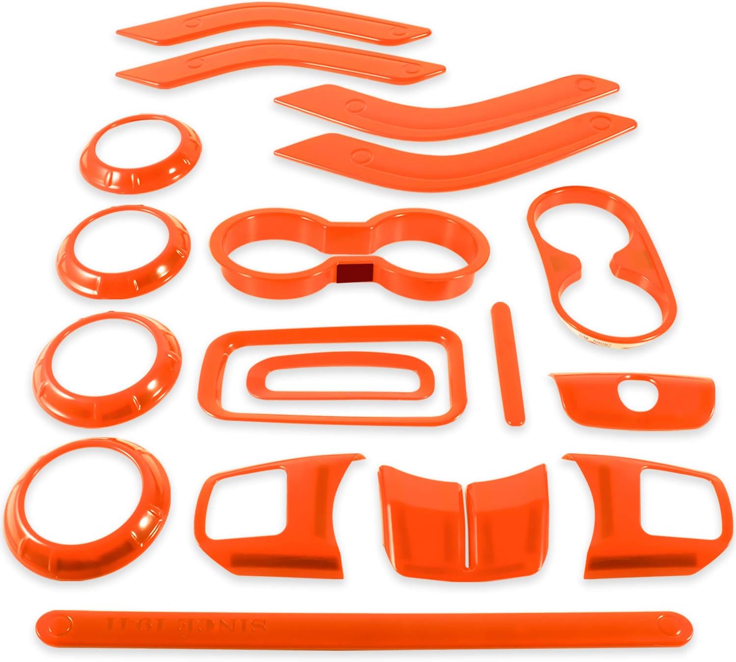 Sunluway 18 PCS Full Set Interior Decoration Trim Kit - Steering Wheel & Center Console Trim, Gear Shift Knobs Frame & Air Outlet Cover Fit for Jeep Wrangler JK JKU 2011-2018 2&4 Door (Orange)