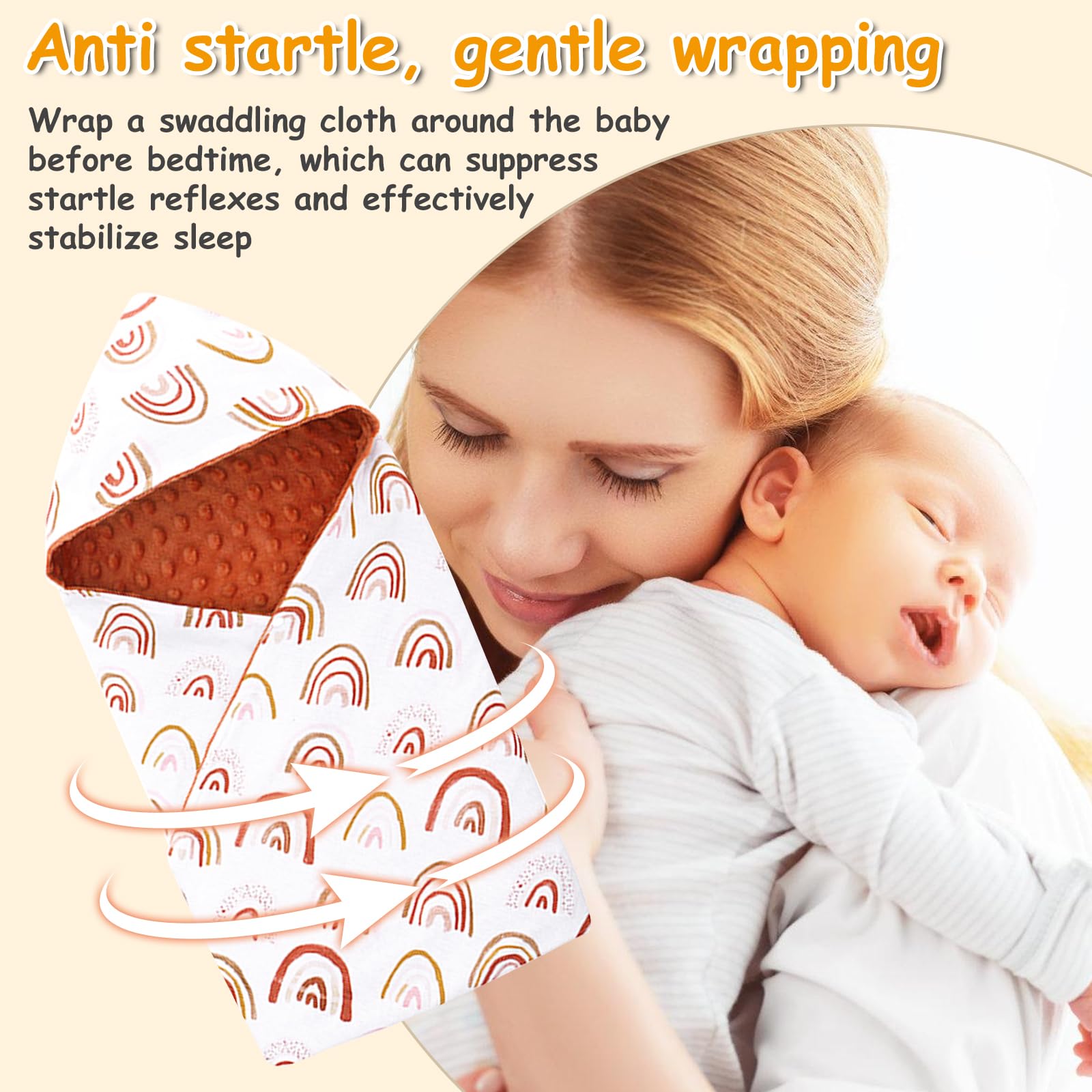 Manta Para Bebé: 90x90cm Manta Con Capucha, Manta Universal Manta Saco Capazo Manta Para Asiento De Coche Para Bebé Manta Para Envolver Al Bebé Manta Bebe Recien Nacido Para Cochecito,Marrón Arco Iris