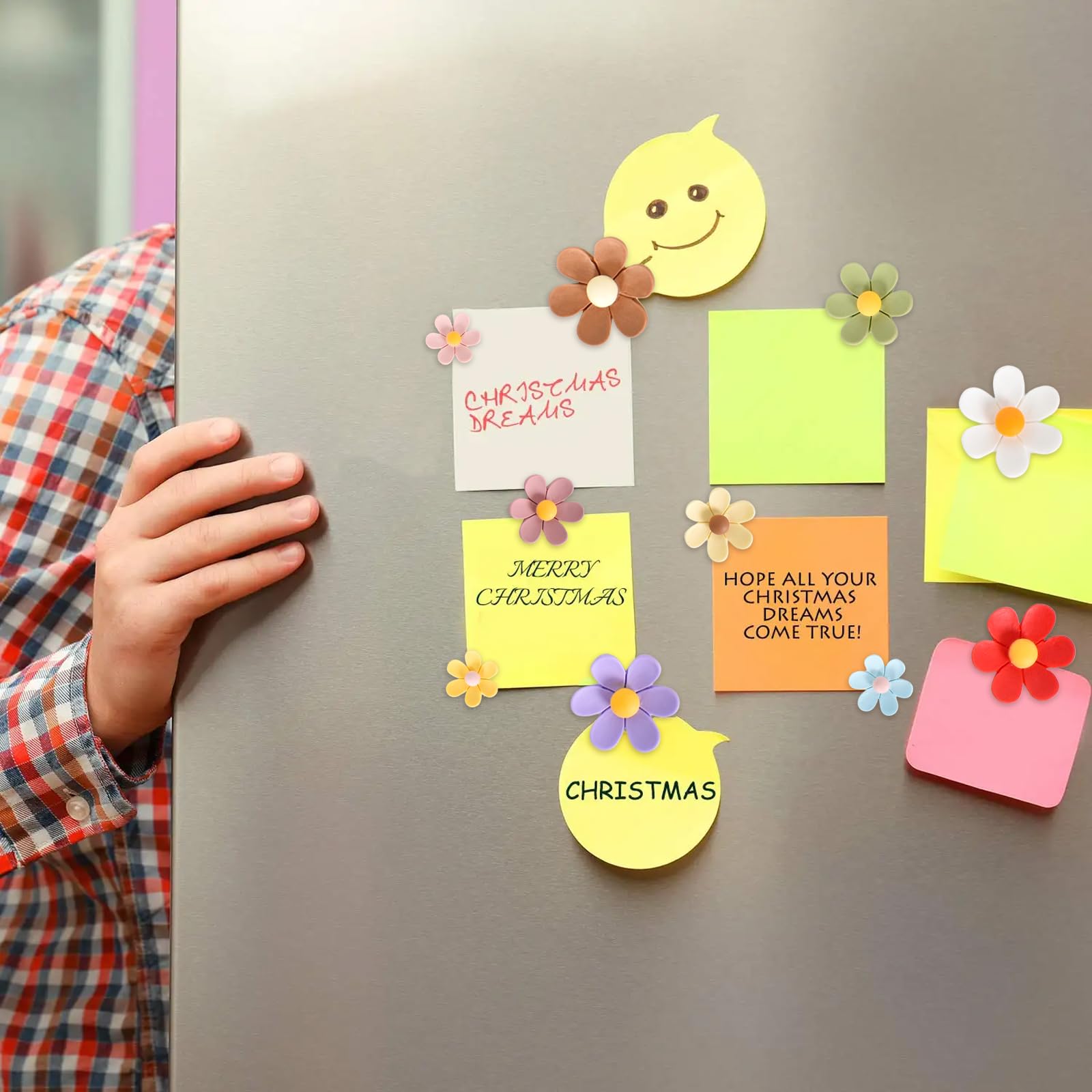 Lot De 14 Aimant Frigo En Forme De Fleur,Magnet Frigo Mignons,Aimant Décoratifs Colorés En Forme De Fleur 3D Pour Bureau Cuisine,Aimant Tableau Blanc (7 Petits + 7 Grands