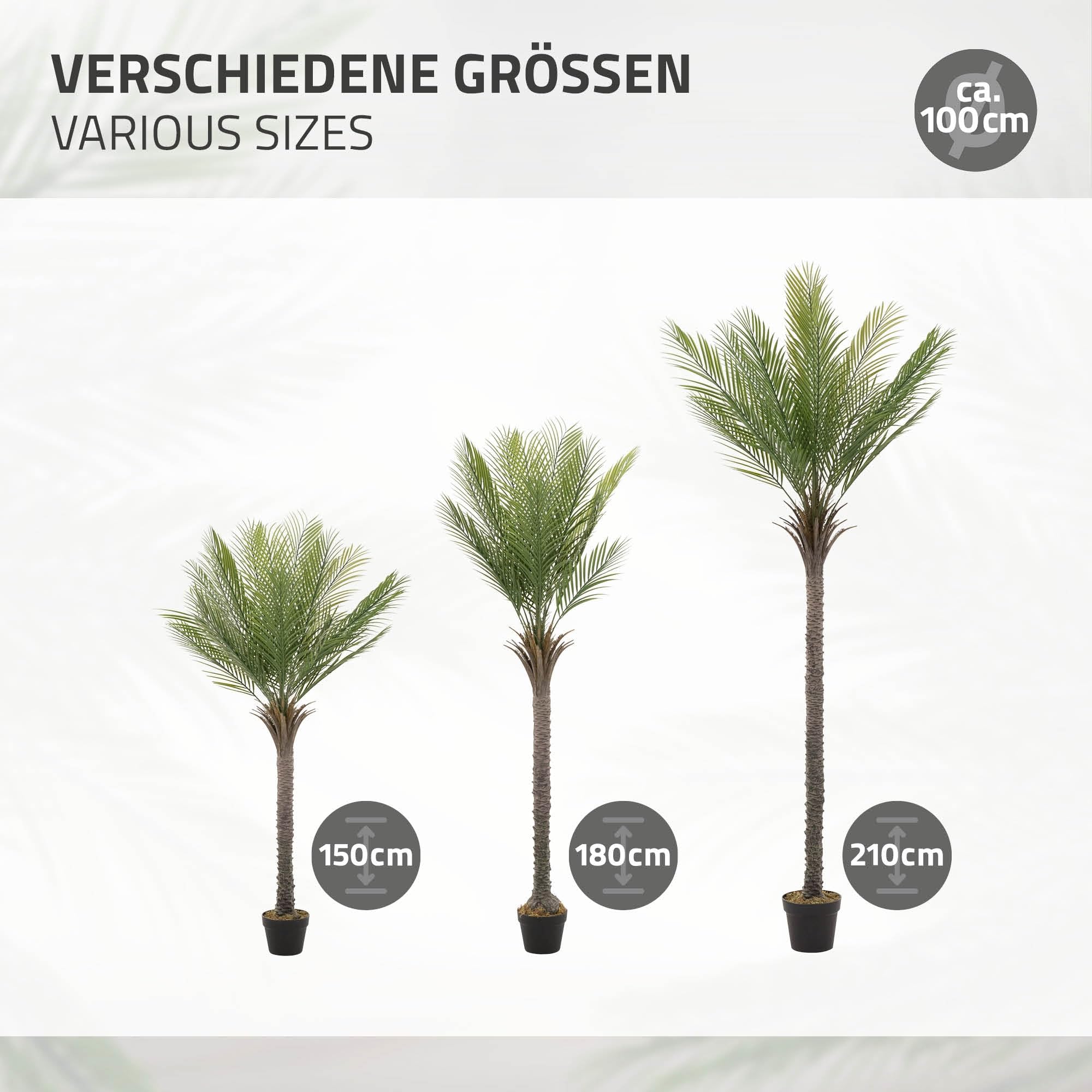 ML-Design Künstliche Palme 180 cm, Künstliche Pflanzen groß, Tropische Kunstpalme, Kunstpflanze, Fake Plant Deko, Plastik Pflanze im Topf für Indoor/Outdoor, Kunstbaum wie echt für Wohnzimmer Büro