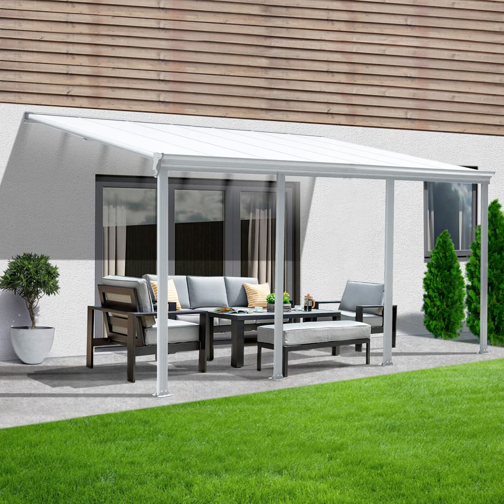 HOME DELUXE - Tetto per terrazza SOLIS - bianco - L/P/A: 618 x 303 x 226/278 cm - compresi pannelli a camera cava, materiale di montaggio I Carport Pavillion Pergola