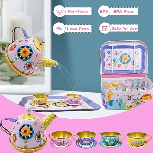 Miniatura 2 de Juego de fiesta de té para niñas pequeñas, juego de comida de postre para niños de 3 4 5 6 7 8 9 años, juego de postre de cocina para niños, juego