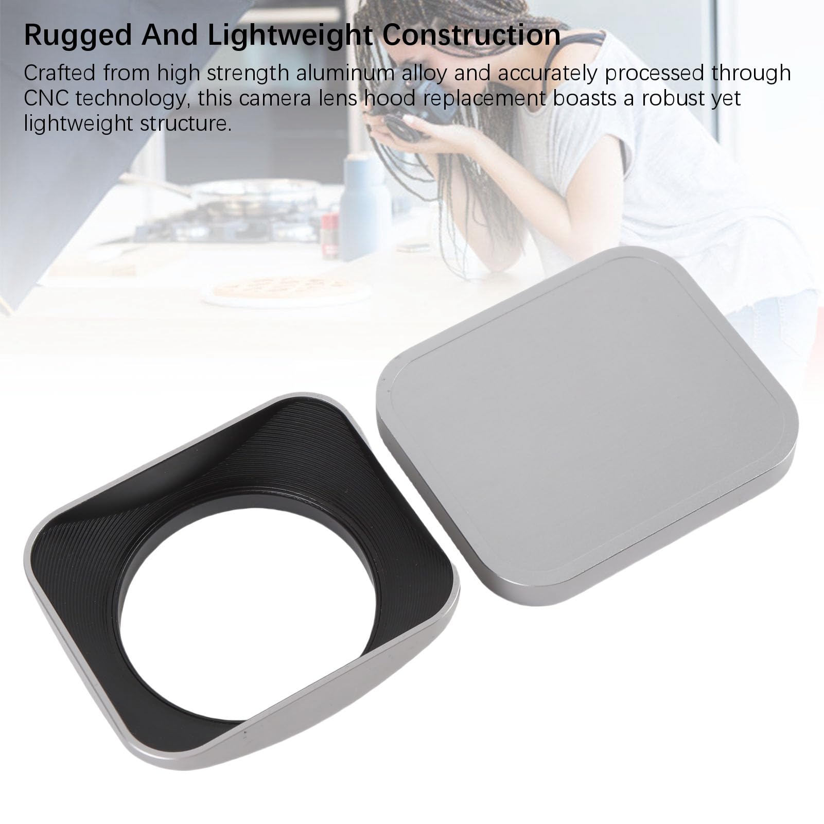 KUIDAMOS Parasol para Lente de Cámara Protector de Sombra Procesado CNC Duradero para Fotografía Mejorada Adecuado para Uso en Exteriores Aleación de Aluminio (49mm)