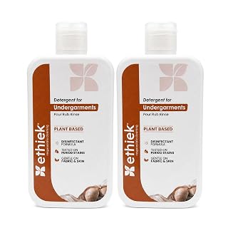 Ethiek Undergarment Liquid Detergent for Men/Women | Plant-Based Detergent for Intimate Wear | No Soaking Needed, Disinfectant Liquid for Hand Laundry (300ML - Pack of 2)