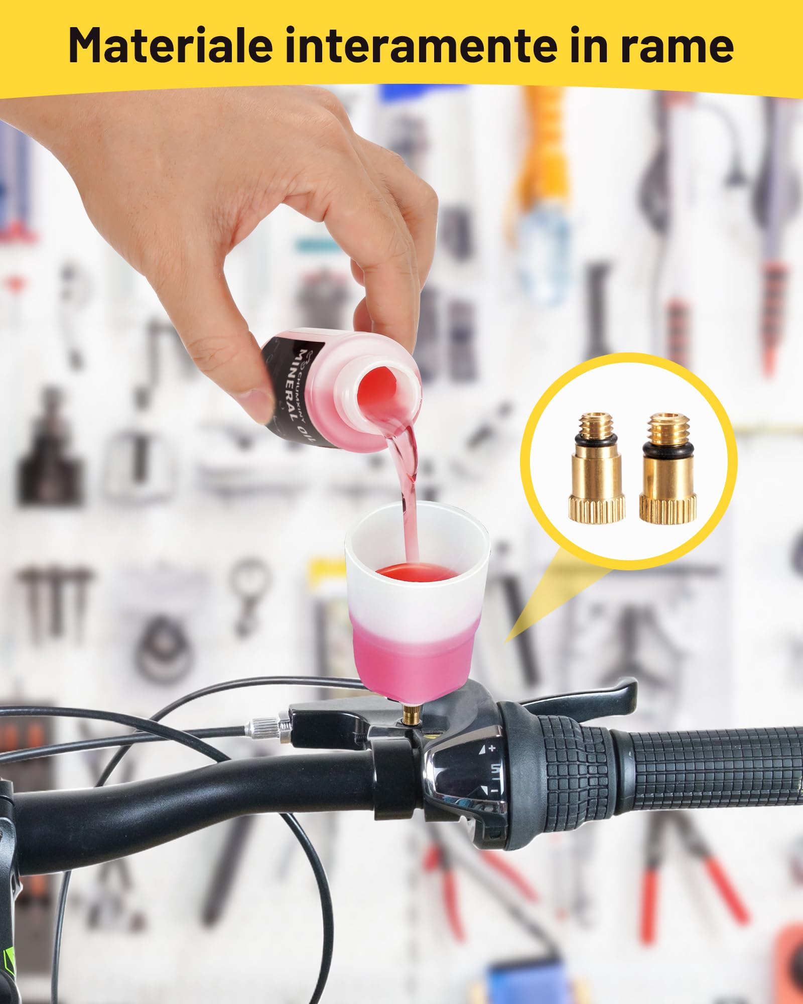 CHUMXINY Kit Spurgo Freni per Tektro-TRP Freni a Disco Idraulici di Serie, include 120 ml di liquido minerale per freni, imbuto trasparente e connettore in metallo.