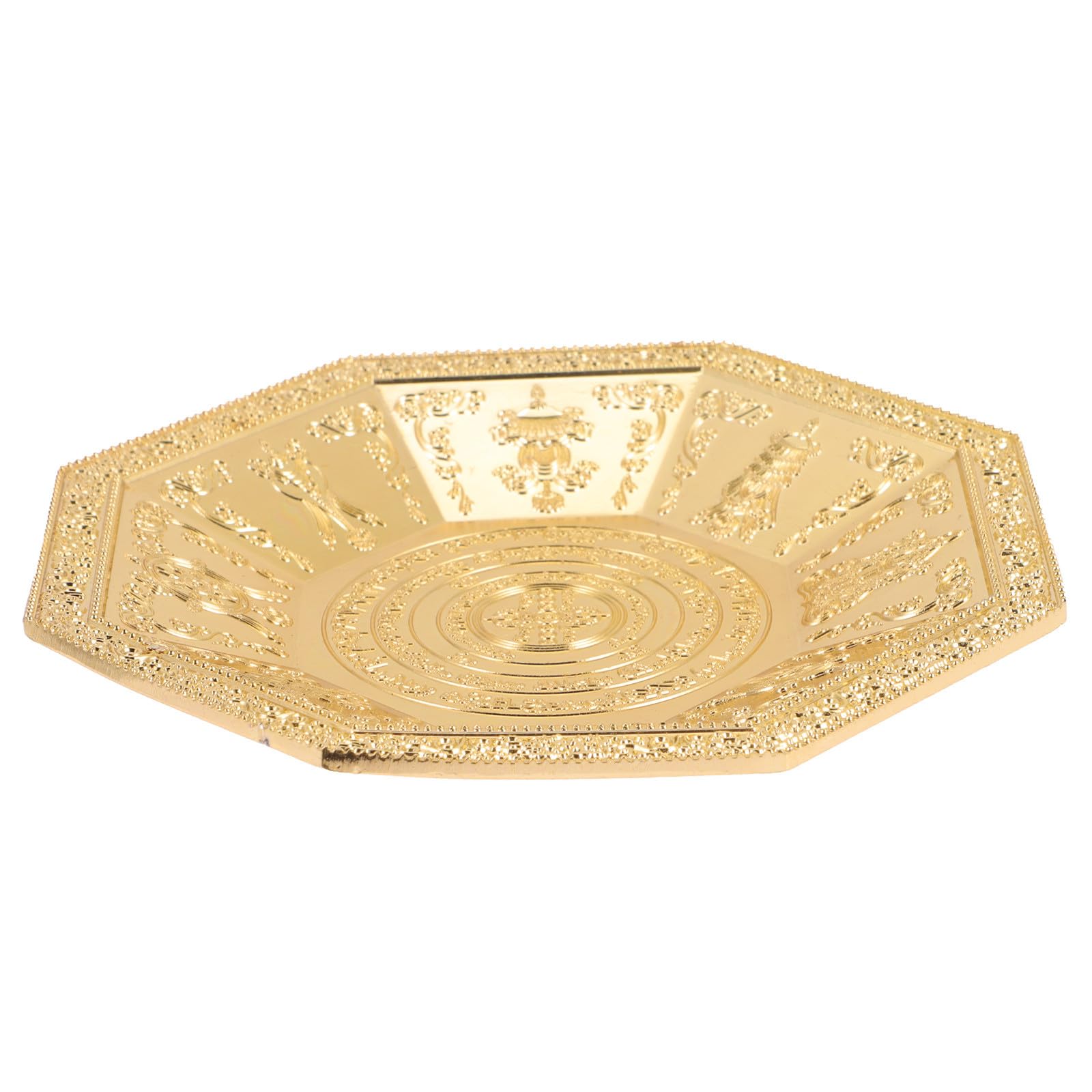 Plato del Templo de Hierro Dorado Octogonal INOOMP Resistente a la Decoloración