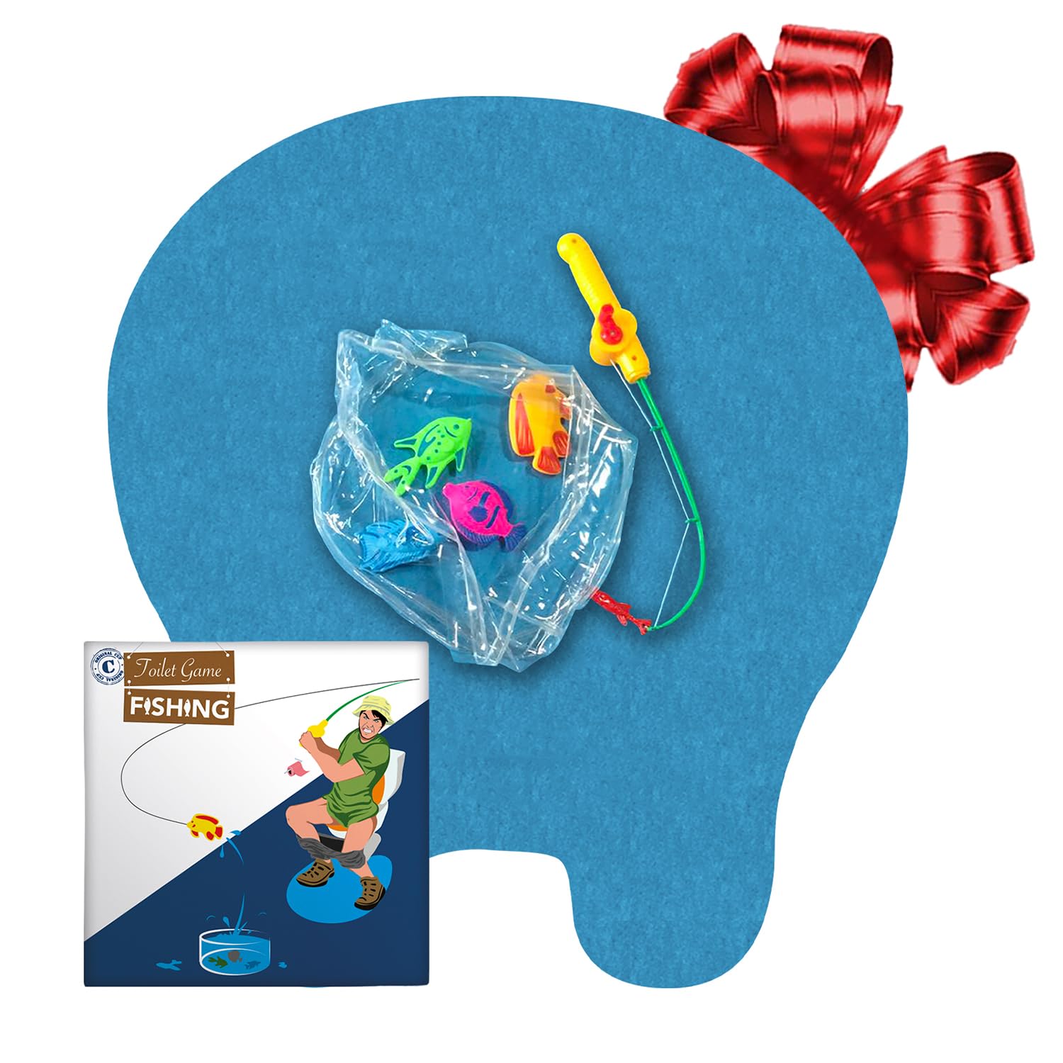 Fishing Toilet Set | Complete Pack | Toilet Game | Premium Quality | Fishing Set | 1 Mat | 1 Fishing Rod | 4 Magnet Fish | 1 Mini Aquarium | Created by OriginalCup