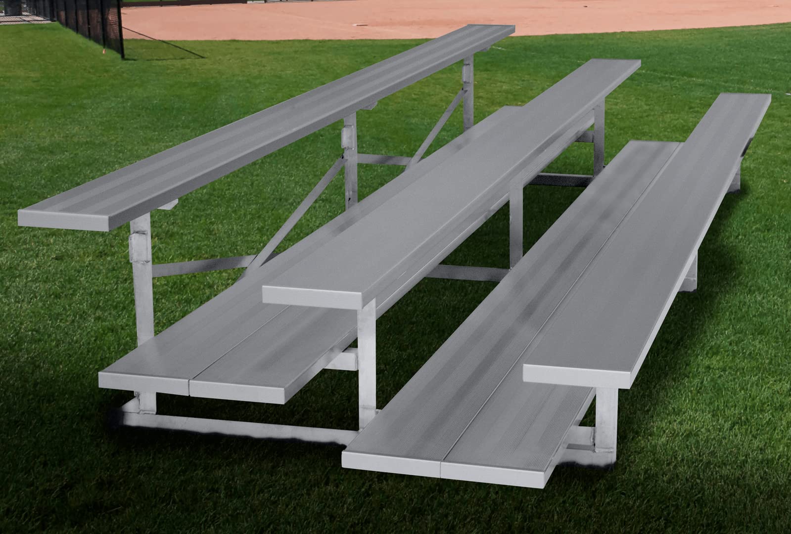 Gared Spectator Stationary 15' Bleacher, 3 Row, Double Foot Plank