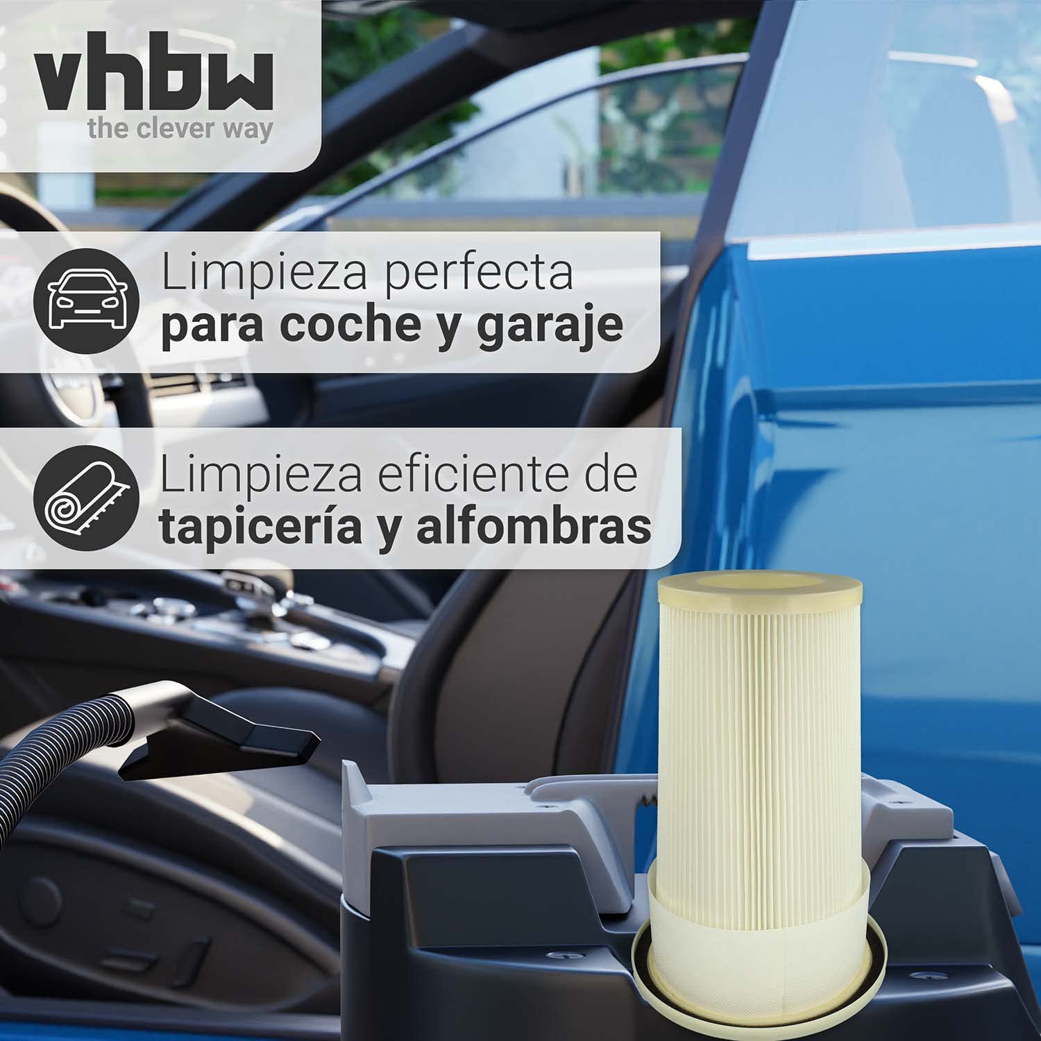 vhbw Filtro plisado reemplaza Dustcontrol 42028 para aspiradora | blanco lavable