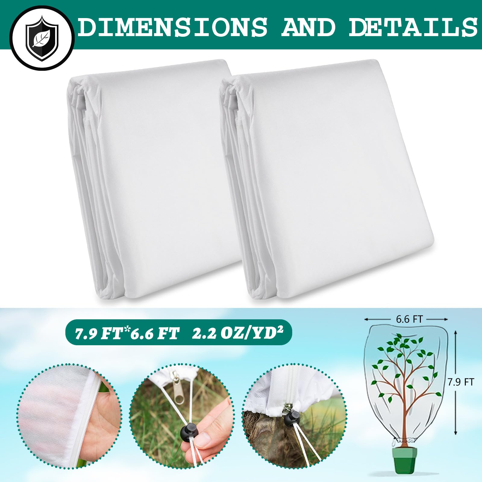 KXCOFTXI 2 cubiertas para plantas, protección contra congelación, mantas para plantas al aire libre