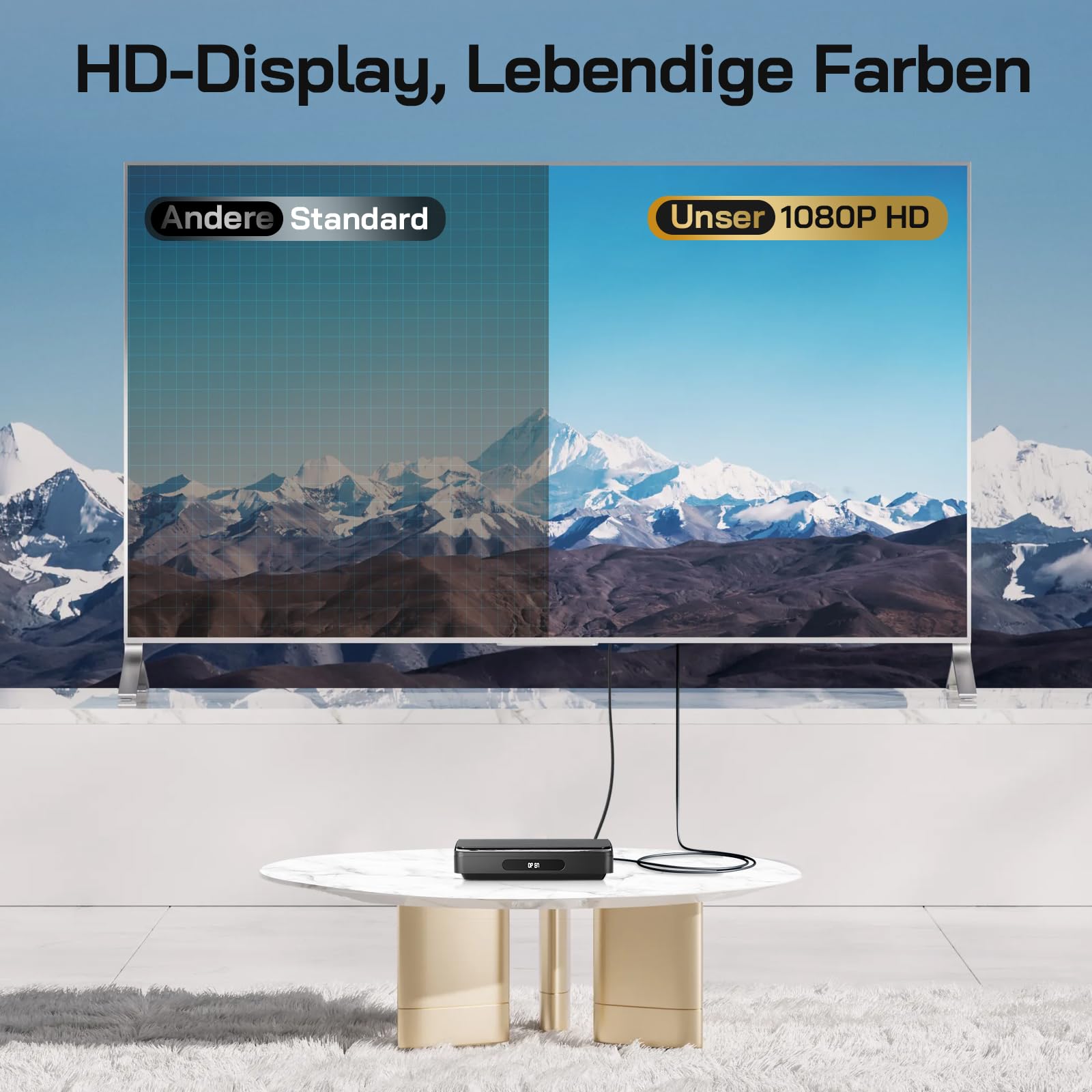WOLFANG DVD-Player für Fernseher mit HDMI, Full HD Multi Region, Fernbedienung und Typ-C-Kabel, CD-Player für Heim-Stereoanlage, USB-Anschluss (Nicht Blu-ray)