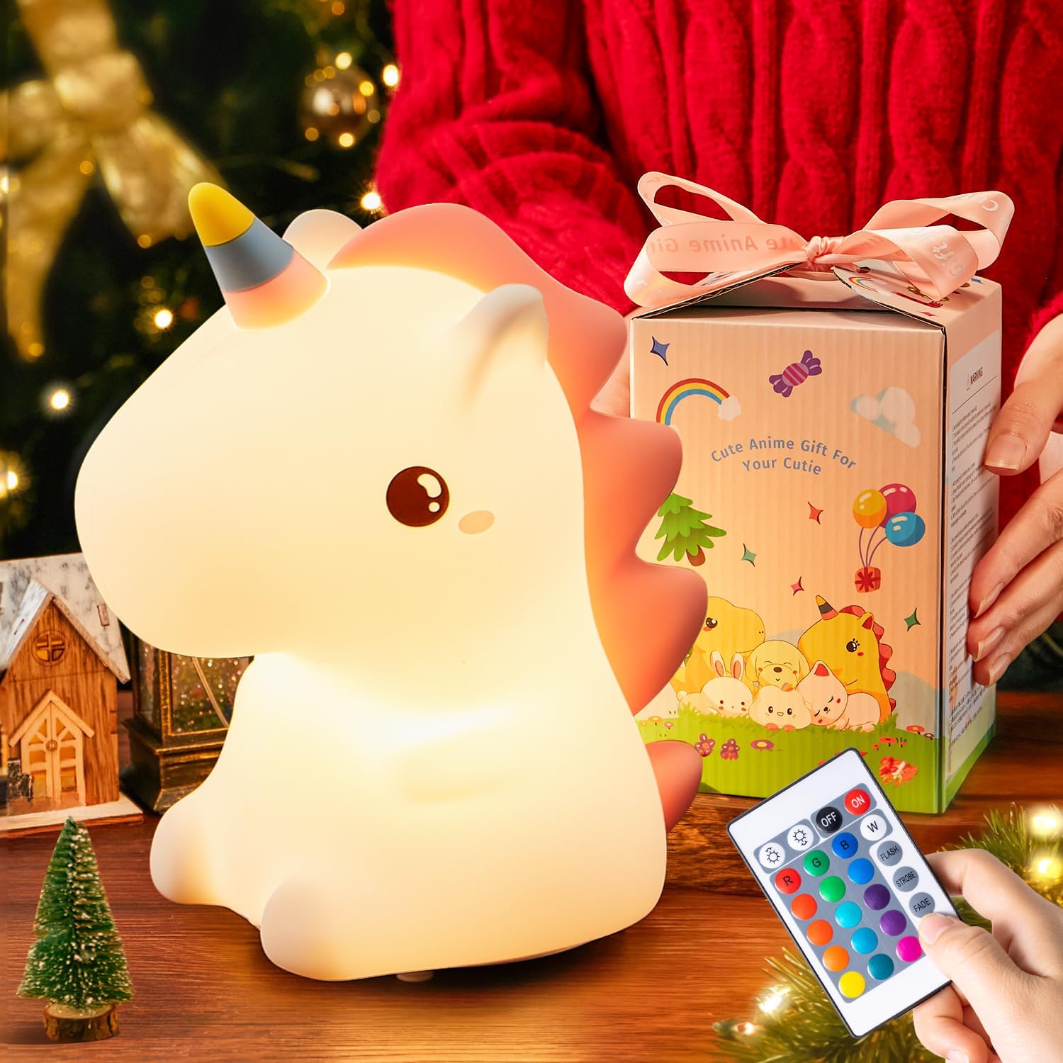 One Fire 【Unicorns Gifts for Girls】 Unicorn Night Light for Kids, 16 Colors & Remote