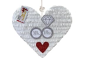 Wedding Heart Piñata with Mr & Mrs Wedding Rings