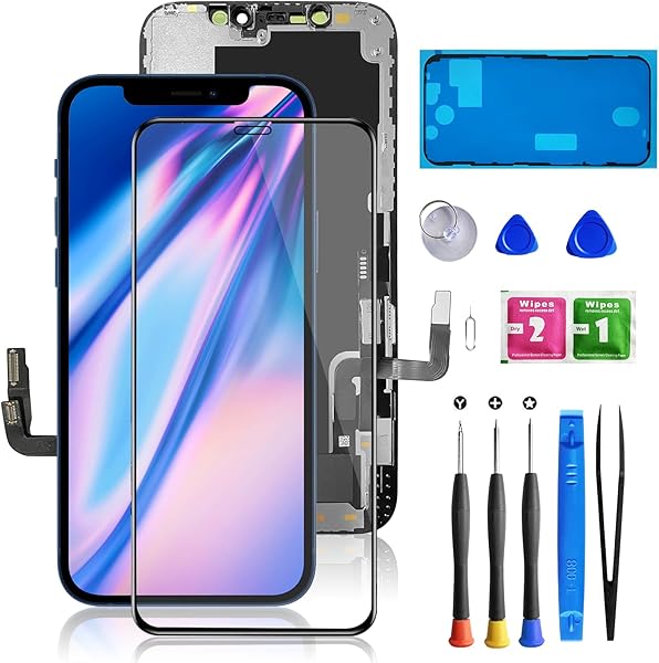 for iPhone 12/12 Pro Screen Replacement 6.1", Bsz4uov 3D Touch Screen LCD Display Digitizer for 12/12 Pro Cell Phone Repair Kits+Waterproof Frame Sticker+Tempered Protector