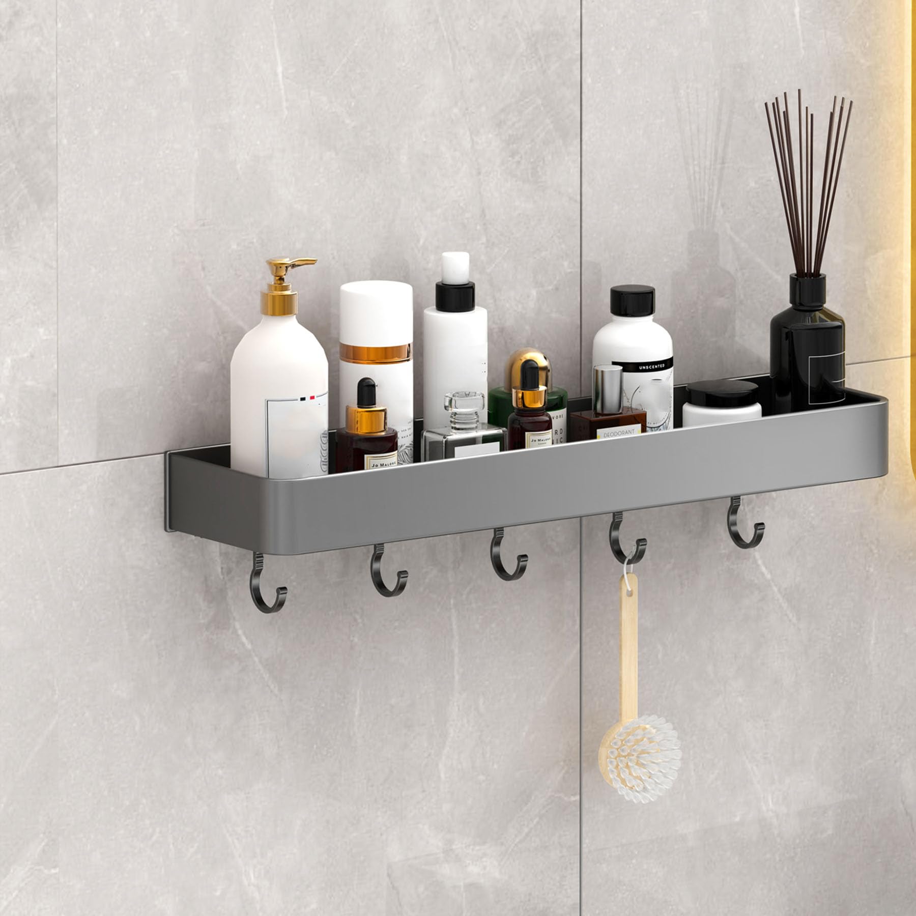 SRURLLUG Adhesive Shower Caddy 2Pack Bathroom Shower Shelves No Drilling Rustproof Shower Organizers Large Capacity Wall-Mounted Shower Storage
