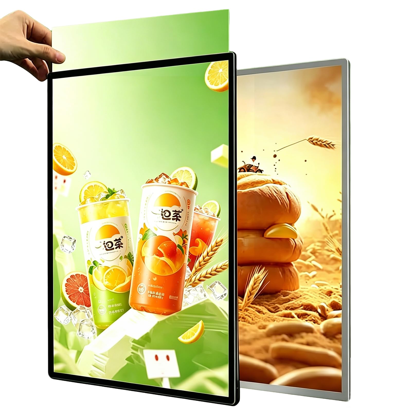 LED-Werbeleuchtkasten Ultra Slim, Wand- Und Deckenmontiertes Leuchtplakat Mit Beleuchtetem Rahmen – Gehärtetes Glas-Menüboard Für Restaurants, Kinos Black,60 * 90CM
