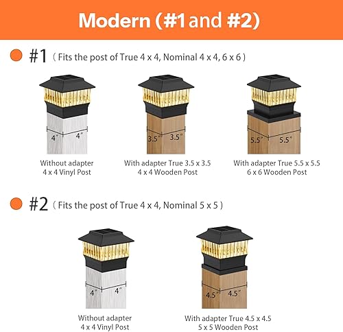 Miniatura 6 de Involux Luces solares modernas para tapa de poste #2 (se adapta al poste de 4 x 4, nominal 5 x 5), 50 lúmenes con tres opciones de temperatura de