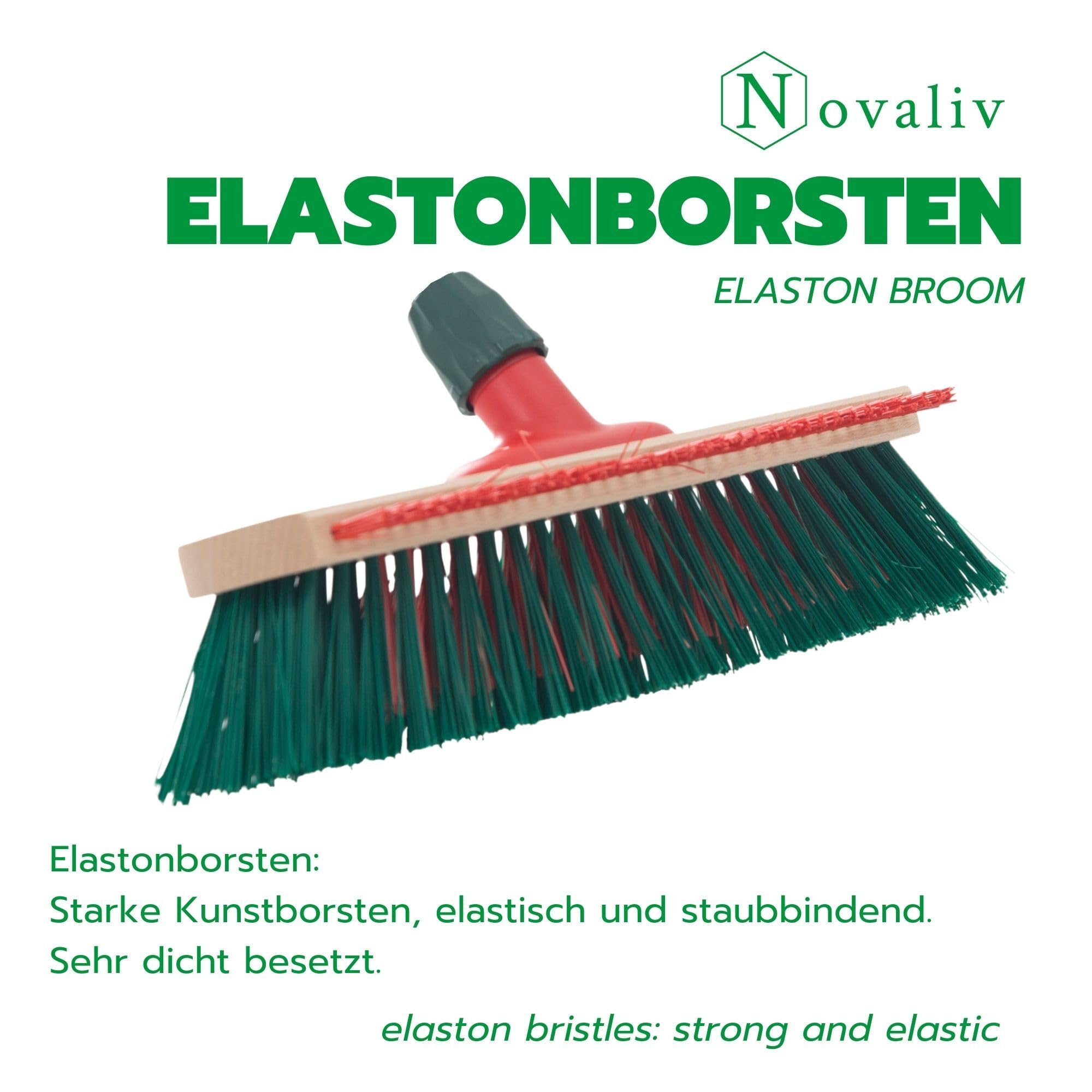 Novaliv Gartenbesen Elaston 40 cm 3 Stück Besenkopf mit Kratzleiste Elaston Borsten Besen draußen Straßenbesen Harte Borsten Terassenbesen Hofbesen Stallbesen Kehrbesen Industriebesen Outdoor Broom