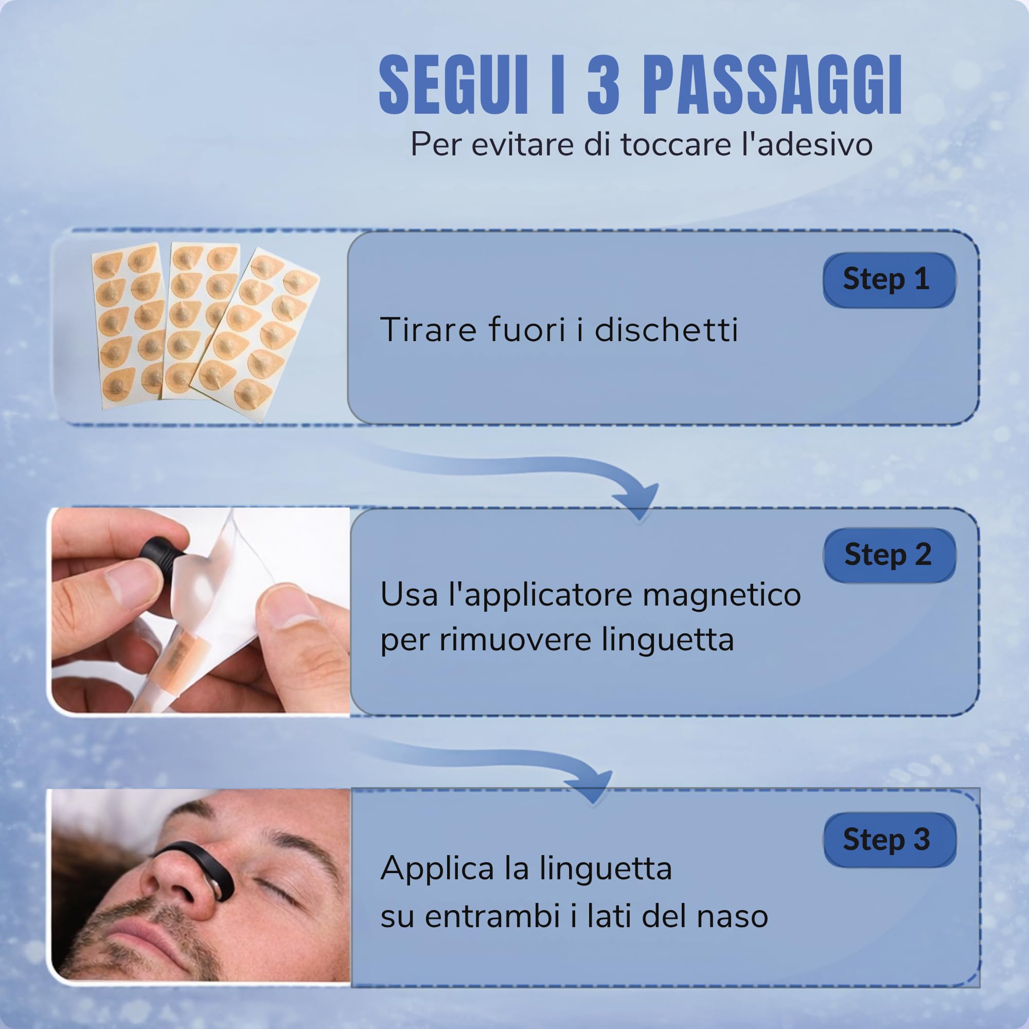 Cerotti Nasali Magnetici Antirussamento - 60 Pezzi Extra Forti Riutilizzabili, Dilatatori Nasali con Nastro M Premium per Sonno Migliore e Sport