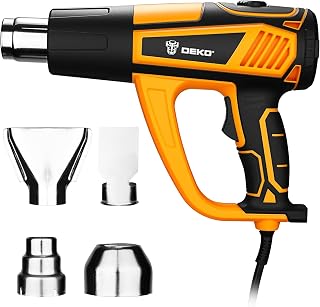 DEKOPRO Heat Gun: 1800W Fast Hot Air Gun Kit with Variable Temperature Control 120℉-1200℉(50℃- 650℃), Heat Guns with Overload Protection & 4 Nozzles for Crafts, Shrinking PVC, Stripping Pain